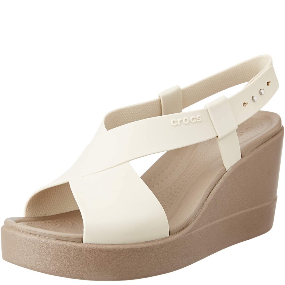 🆕 Crocs Brooklyn Wedge Heels Waterproof Stucco